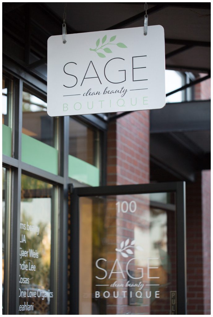 Store front - sign for Sage Beauty 